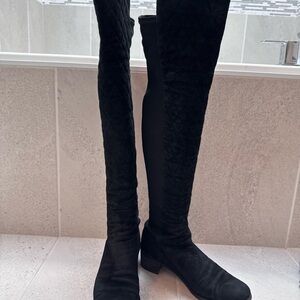 Elegant Black 5050 Over-the-Knee Women's Boots, quilted suede.